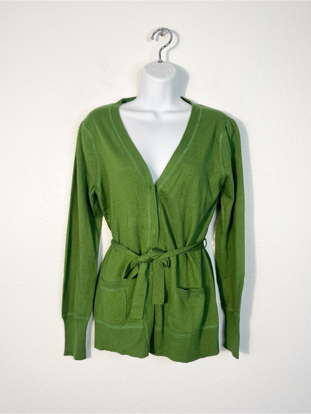 Maxsport Green Wrap Cardigan Sweater with Tie Belt Size Large